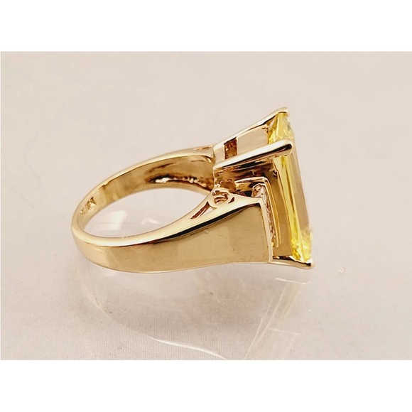 Seta Sterling Yellow Green Stone Gold Ring- Size 7 - Picture 6 of 13